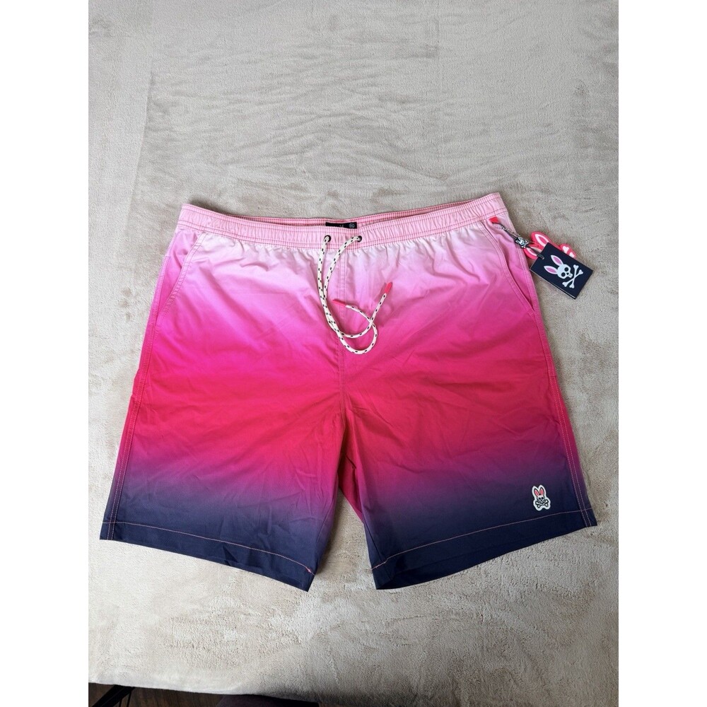 Psycho Bunny Rickman Pink Ombré Swim Trunks Shorts Mens Size XXXL Lined